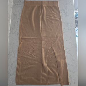 Banana Republic Tan Knit Midi Skirt with Front Slit